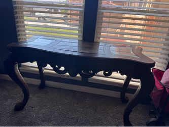 Antique brown table and Glass TV stand