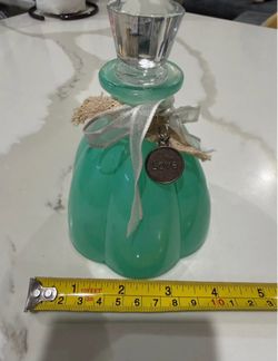 Teal Glass Perfume Bottle with Love Charm
