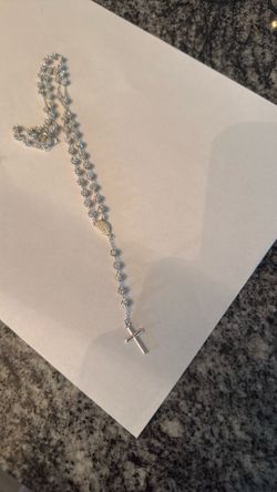 Sterling silver crystal rosary necklace