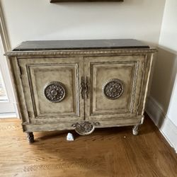 Pair Of Finished Console Cabinets with Marble Tops - 44” x 18” x 34” - Excellent Condition