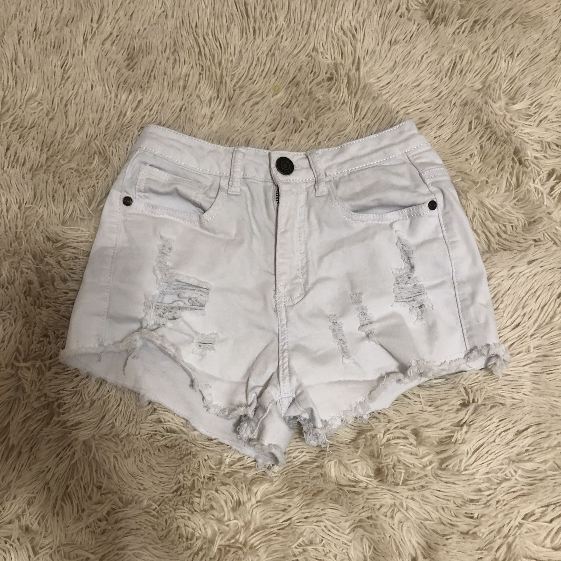 white denim shorts