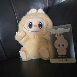 Labubu Have A Seat Baba Plush Toy Keychain  Light Brown