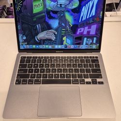 13" MacBook Air 2020, 3.2 M1, 8GB RAM, 128GB SSD - C02FR2T3Q6L3 + New Battery Space Grey Bottom Silver Top $495