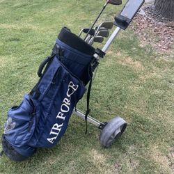 Ping Hoofer Bag With Golf Clubs And Cart