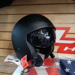 Motorcycle Open Face Helmet Flat Black Brand New