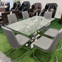 Modern Dining Table with 6 Chairs / Mesa de comedor moderna con 6 sillas