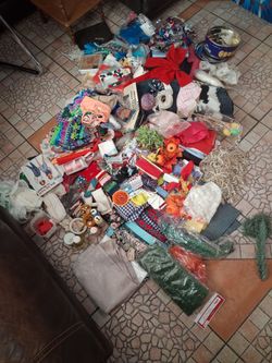 SEWING BUTTONS  FABRIC AND ACESSORIES  KITS EVERYTHING $100