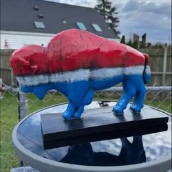 The Red White And Blue Buffalo Statue