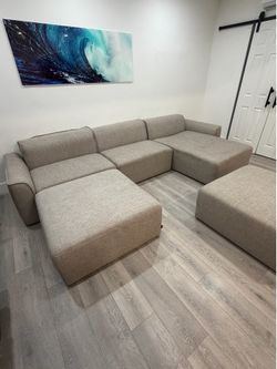 Clean Modular Gray 5pcs Sofa Couch Caligari Sectional
