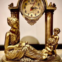 Firm Price Only - Beautiful, decorative vintage battery operated desk clock H12xL9xD4 inch Lbs 4.4