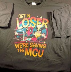Marvel Deadpool And Wolverine T-Shirt Size 2XL Short Sleeve Black "Get In Loser"