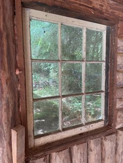 Vintage log cabin windows