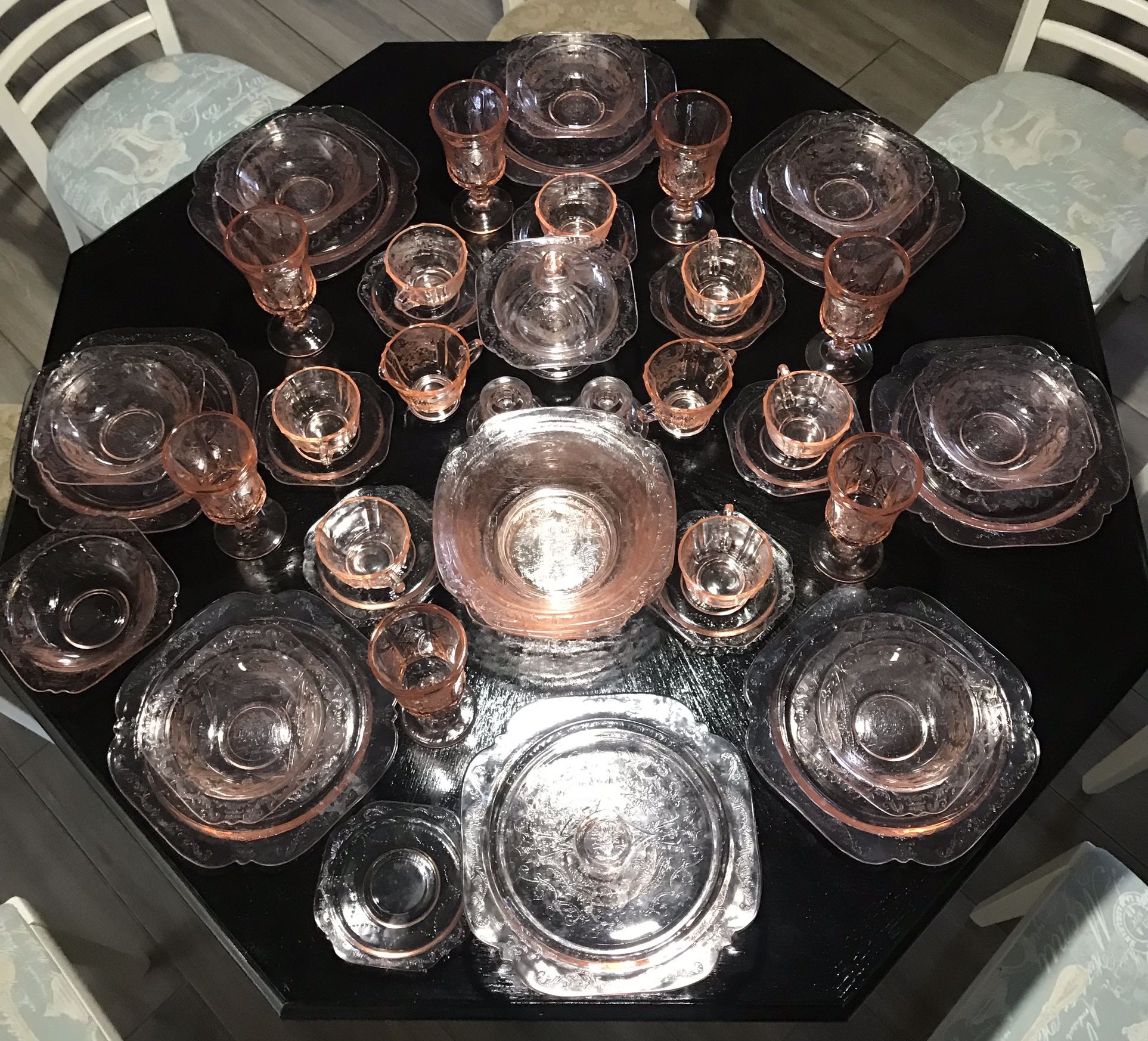 46 Piece Set Recollection (Madrid) Indiana Glass Company - Pink
