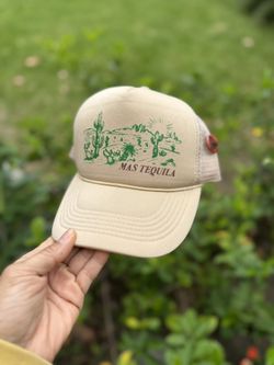 Mas Tequila Hat Cap Snap Back Mesh Trucker Foam Biege Rope Cactus Drinking Adult