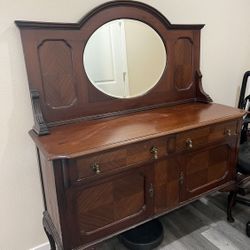 Antique Sideboard Hutch With Mirror