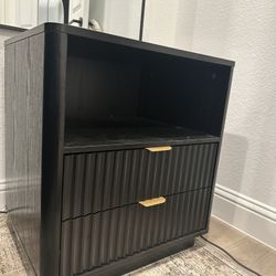 Modern Black Nightstand / Side Table (Fluted Design