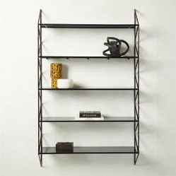 Pair of CB2 Metal & Glass Shelving Units