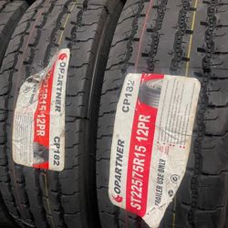 ST 225/75/15 New Trailer Tires Set 12 Ply 