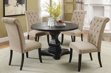 Brand New Antique Black & Beige 5pc Dining Table Set
