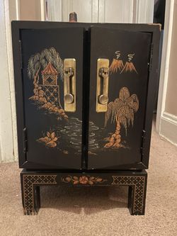 20th Century Chinoiserie Campaign Style Nightstand 
