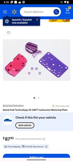 Quick Fuel Technology Carburetor Metering Plate