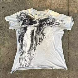 Distressed angel graphic tee #grunge (white)
