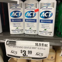 Act Whitening Gentle Mint Anticavity Fluoride Mouthwash