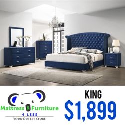 Melody 5-Piece King Bedroom Set Pacific Blue