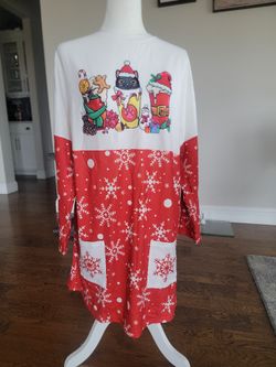 NEW. Festive Red and White Snowflake Dress Size M.