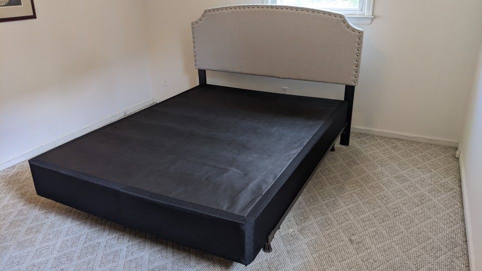 Queen Size Headboard. Frame and Box Spring 