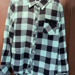 Girls Long Sleeve Plaid Shirt 7/8