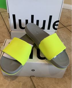 Lululemon Slide Sandals Neon Yellow Gray