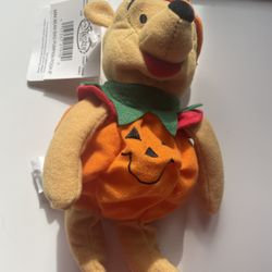 PUMPKIN WINNIE THE POOH Mini Bean Bag Costume Plush DISNEY STORE tags Jack o lan