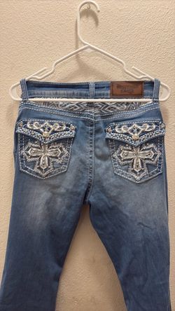 Flared blue jeans