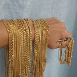 New 14k Gold Plated Chains And Bracelets 