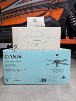 New 52” Ceiling Fan, Light Kit, Wireless Remote