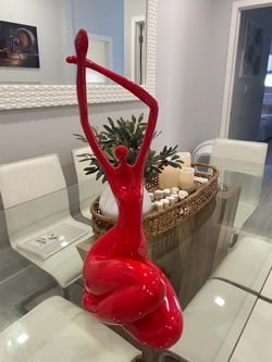 Sculptures Statues Table Decoration, Modern Decorative Nude Woman Sculpture, Figures for Women, Home Office Bookshelf Decor, Red, 19 cm wide-58 cm hig
