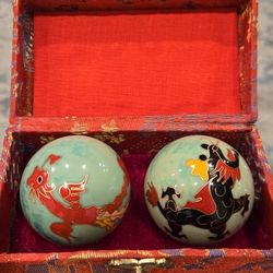 Brand New Asian Hand Exercise Baoding Balls that Chimes With Dragon Design Stress Relief Therapy.