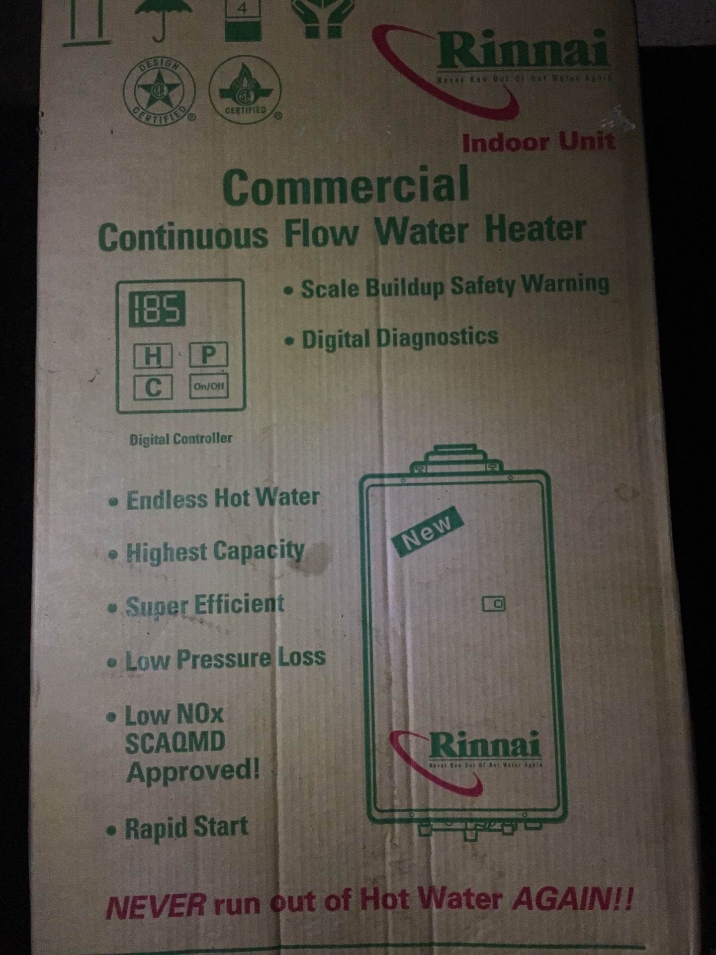 Commercial Rinnai Continuous flow water heater