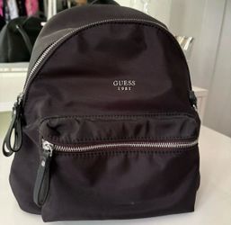 GUESS Backpack Black Nylon Logo Adjustable Strap Zipper Women's Bag
