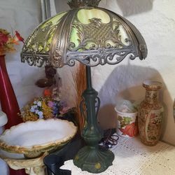 Antique Slag glass lamp 