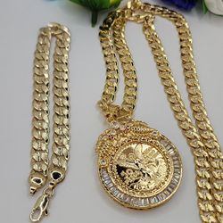 Centenario With Scorpions Set Chain Bracelet Cuban Link Chain 