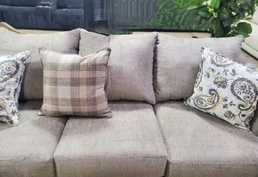 New Fabric Upholstered Beige 2-Piece Sectional