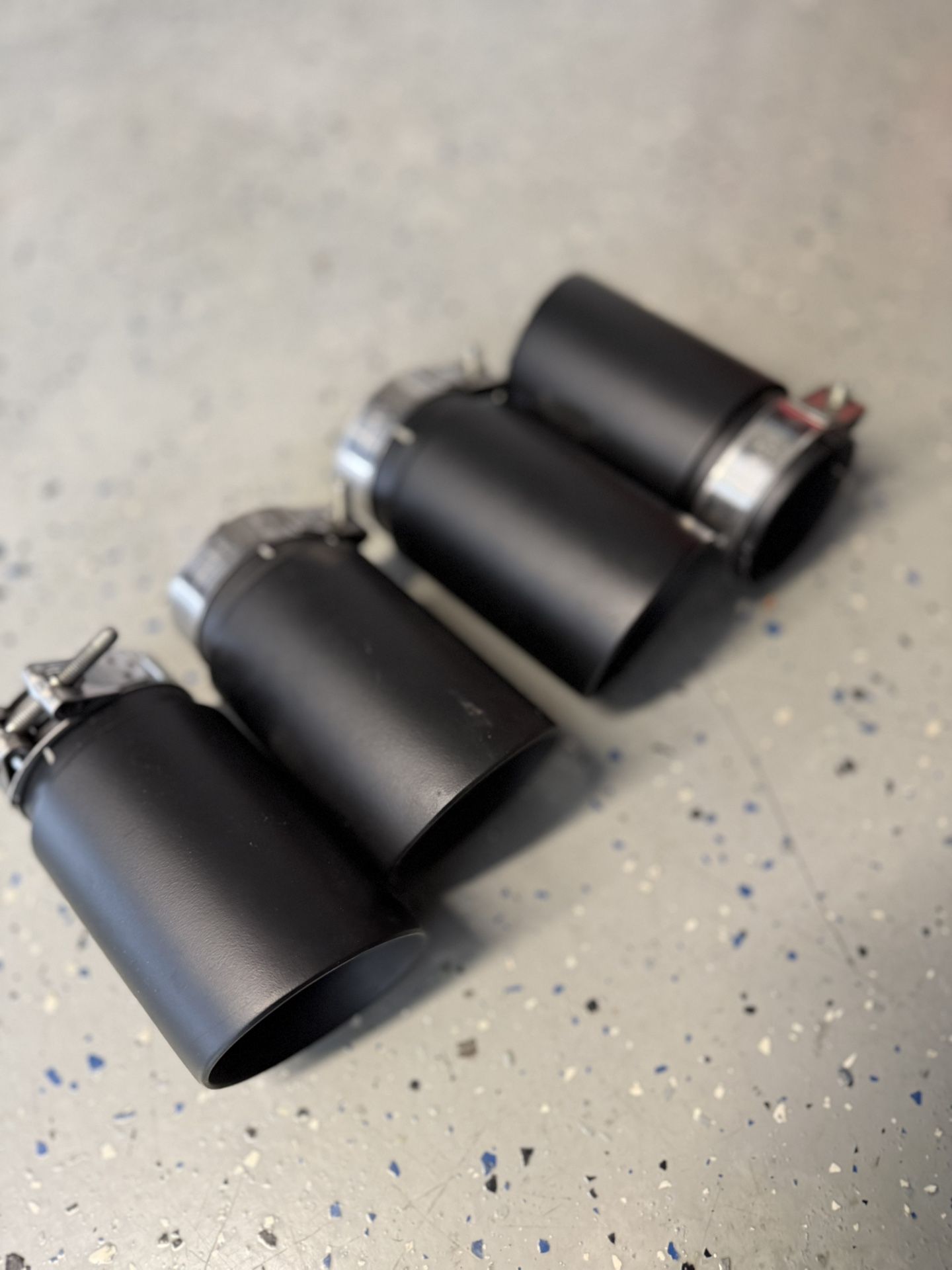 Universal 3.0" Black Double Wall Exhaust Tips (2.5" Clamp-On) Matte Black