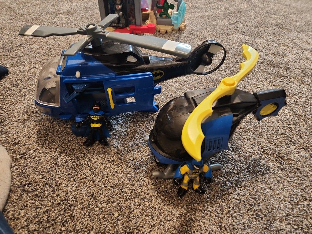 Imaginext Lot of Batman Helicopters & Batman Figures