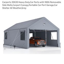 Sannwsg 20x20 Heavy Duty Car Port  Grey