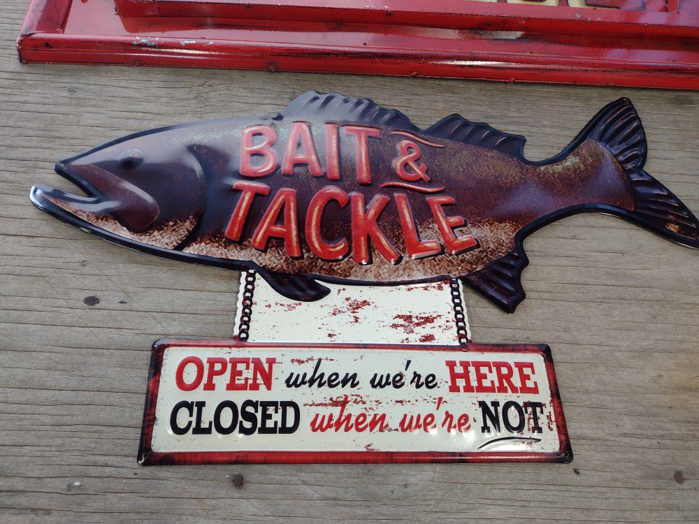 Bait And Tackle Metal Wall Hanging