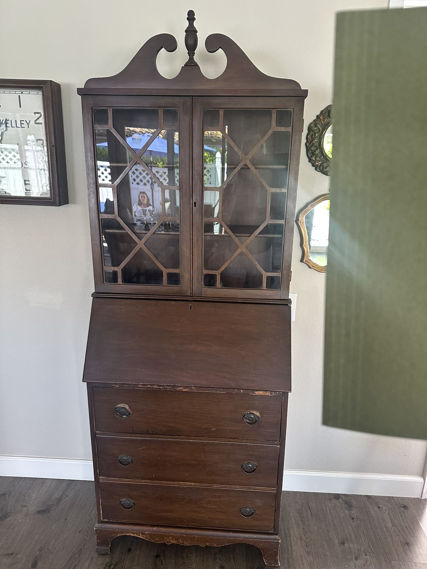 Antique Secretary Desk Hutch Cabinet