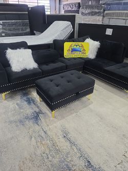Sectional Black Velvet