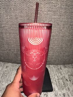 Starbucks Red Embossed Cold Cup Tumbler